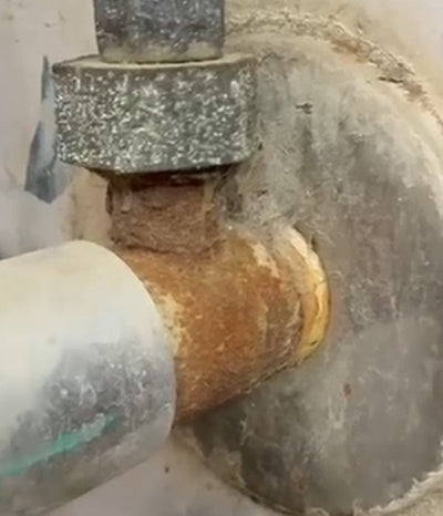 Tap with hard water stains before cleaning, shared by Shaili P.